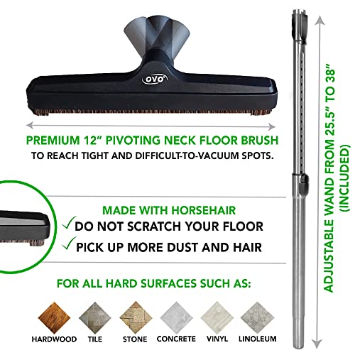 OVO 5PCS Universal Vacuum Cleaner Accessories Accessories-12in Floor, Dusting, Crevice, Board Caddy Tool, Upholstery Brush, 1 1/4 inch (32mm) Inner OVO