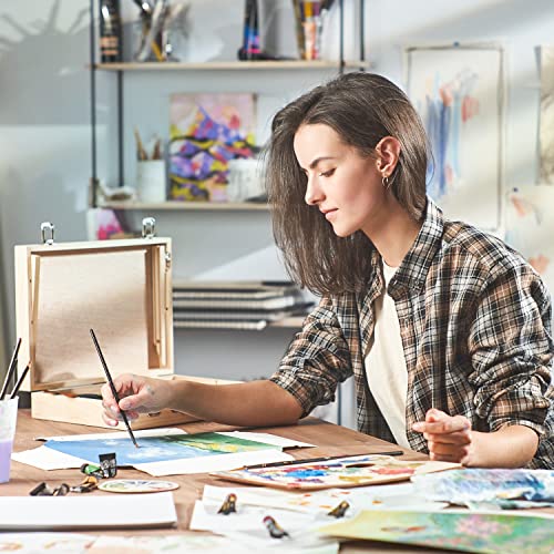 Arteza Gouache Paint Kit, 21 Pieces Art Set, 12 Gouache Art Paint Tubes, 5 Acrylic Brushes, Paper Pad, Plastic Palette, and Wooden Storage Case, Art ARTEZA