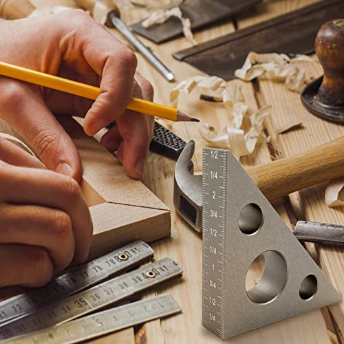 Right Angle Ruler, 45 n 90 Degree Small Aluminum Alloy Triangle Ruler with Both Imperial and Metric Scales Machinist Carpenter's Square Measuring YGFRSTO