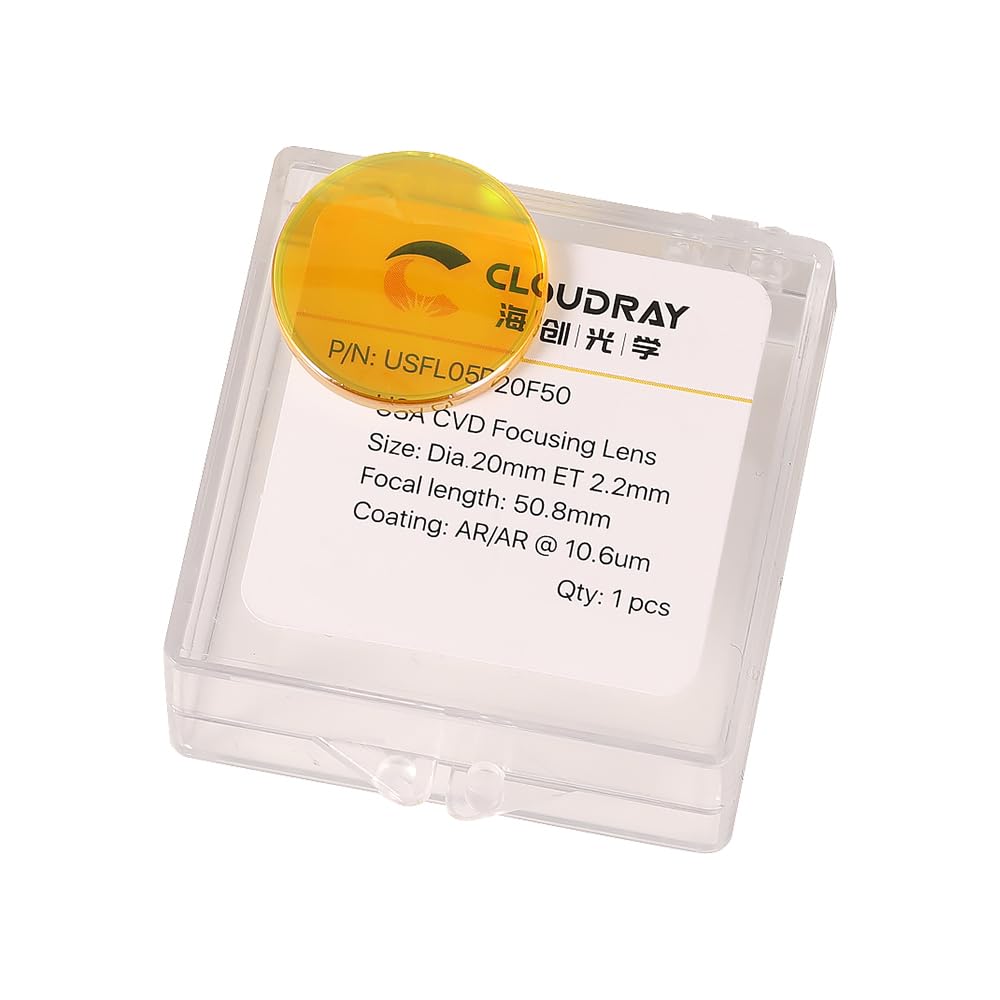 Cloudray CO2 Laser Lens 20mm Laser Mirror CO2 Laser Focal Lens CO2 Focus Lens,CVD ZnSe for CO2 Laser Engraving Cutting Machine,Laser Cutter Cloudray