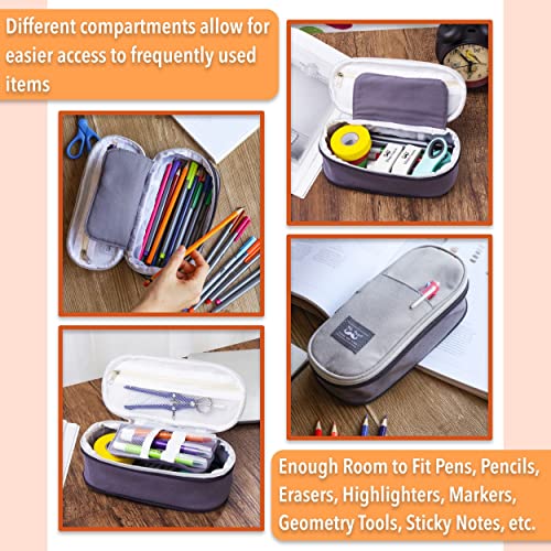 Mr. Pen- Pencil Case, Pencil Pouch, Grey, Pen Bag, Large Pencil Bag, School Supplies, Cute Pencil Bag for Kids, Fabric Mr. Pen