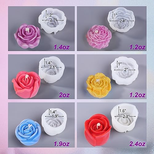 LET'S RESIN Flower Molds for Candle Making, Flower Candle Making Molds Including 6 PCS Flower Silicone Candle Mold, Silicone Molds for Soy Wax, LET'S RESIN