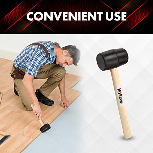YIYITOOLS YY-2-005 Rubber Mallet Hammer With Wood Handle–8-oz, black YIYITOOLS