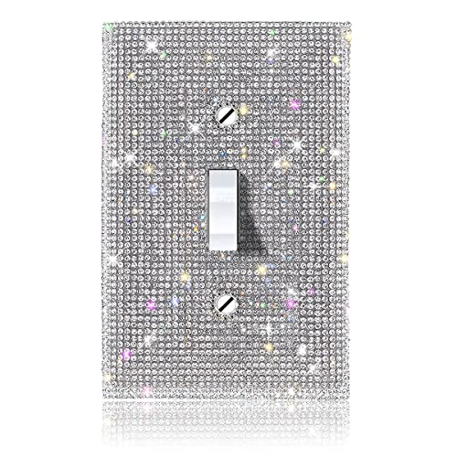 (1PCS) Bling Silver Rhinestone Light Switch Cover Shiny Crystal Sparkle Wall Plate Cover