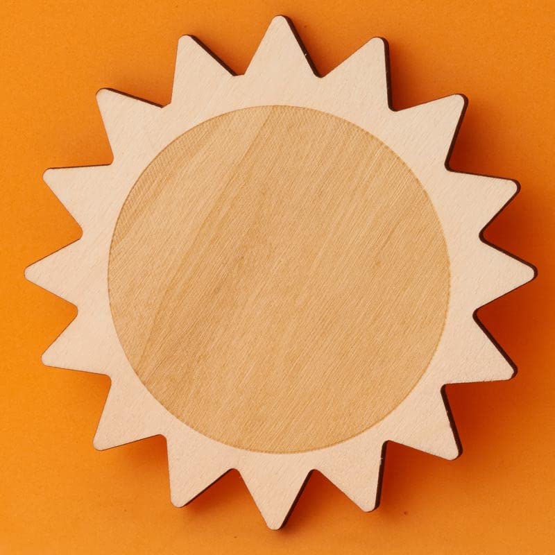 Pack of 24 Unfinished Wood Sun Cutouts by Factory Direct Craft - Blank Wooden Outer Space Solar System Suns Shapes Made in USA for Scouts, Camps, Factory Direct Craft