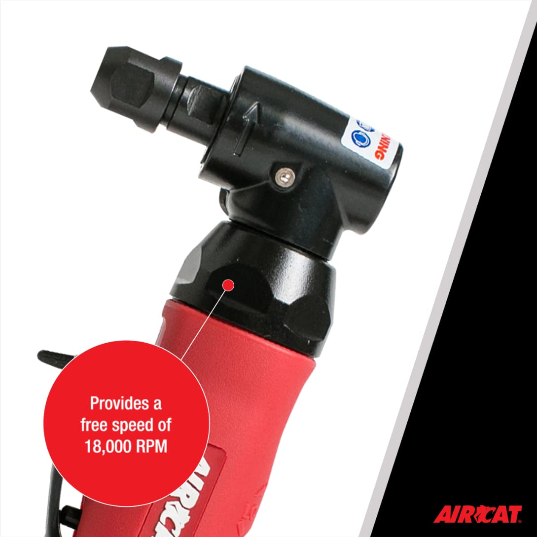 AIRCAT Pneumatic Tools 6280 .75 HP Angle Die Grinder with Spindle Lock 18,000 RPM AIRCAT