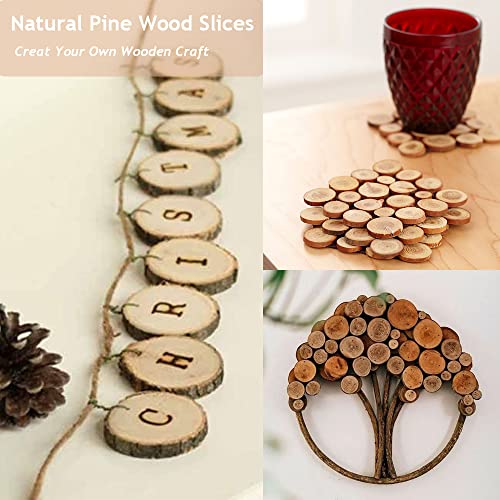 120 Pcs Unfinished Natural Wood Slices - About 1" - DIY Round Tiny Wood Kit with Bark for Wooden Crafts Wedding Decorations (1") FORLAND