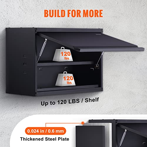 VEVOR Metal Storage Cabinet, 120lbs Load Capacity per Shelf, 20'' Tall Wall-Mounted Powder-Coating Steel Garage Cabinet with Adjustable Shelf, Press VEVOR