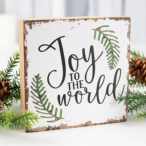 Holiday Joy Rustic Wood Block Sign and Snowman Family 2 Piece Set by Factory Direct Craft for Winter Decorating and Primitive Christmas Displays Factory Direct Craft