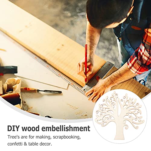 Veemoon 10pcs Blank Wooden Tree Embellishments, Unfinished Wood Crafts Wooden Tree Shape Tree Cutout for Home Family Tree Weddings DIY Crafts Veemoon