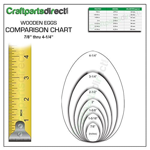 2-1/2 inch Wooden Hen Eggs | Easter Egg Hunt & Decorations | Ready to Craft Unfinished Wood Eggs | Flat Bottom -by CraftpartsDirect.com | Bag of 6 Craftparts Direct