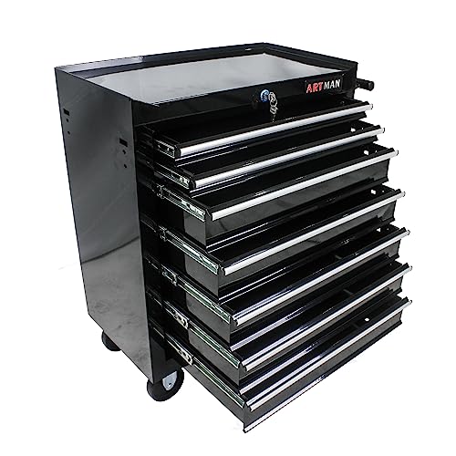 EliteZ 7-Drawer Rolling Tool Box, Tool Chest with Wheels and Locking System,High Capacity Tool Storage Cabinet Organizer (Black) EliteZ