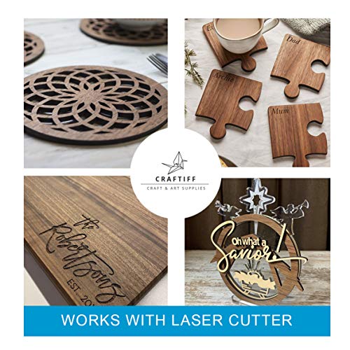 Walnut Wood Sheets Thin Lumber, Black Dark Unfinished Board for Crafts - Pack of 5 by Craftiff Craftiff