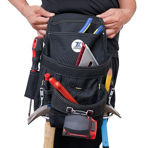 Zeluga 20-215 10 Pocket Extra Large Capacity Polyester Nail and Tool Pouch, Black Zeluga