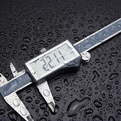 Clockwise Tools IP54 Grade Digital Caliper, DCLR-0805 0-8" /200mm, Inch/Metric/Fractions Conversion, Stainless Steel, Large LCD Screen Clockwise Tools