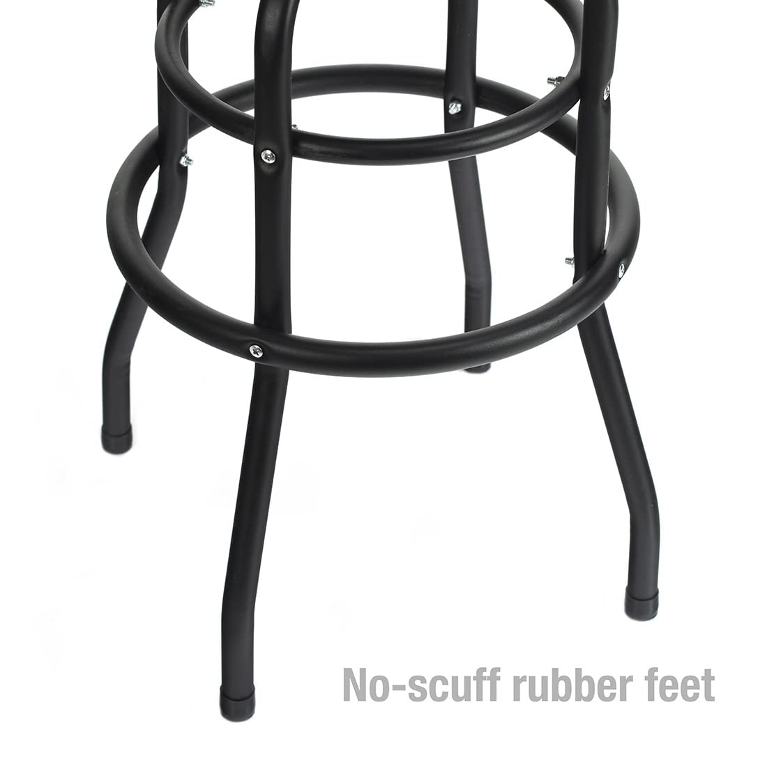 WORKPRO W112003 Garage Shop Stool, Heavy-Duty Steel Construction Garage Stool, Swivel Cushion Seat, Black Powder Coated Legs & Footrest (Single Pack) WORKPRO