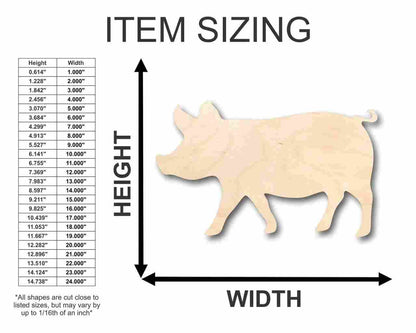 Unfinished Wood Pig Shape - Farm Animal - Craft - up to 24" DIY 4" / 1/4"