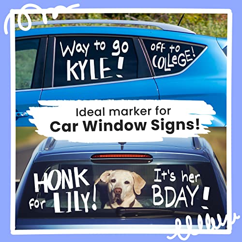 White Jumbo Chalk Markers - 15mm Window Markers | Pack of 4 White Pens - Use on Cars, Chalkboard, Whiteboard, Blackboard, Glass, Bistro | Loved by Chalkola