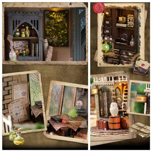 Kisoy Dollhouse Miniature with Furniture Kit, Handmade DIY House Model for Teens Adult Gift (William' s Magic House) Kisoy