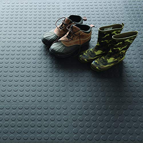 VersaTex Garage Floor 18 x 18 inch Square Rubber Raised Coin Interlocking Floor Tiles for Home Gym, Garage Flooring, Trade Show Flooring, Basement VERSATEX