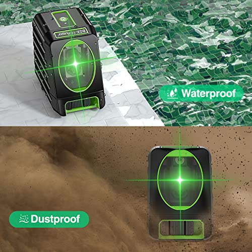 Self-leveling Laser Level - Huepar Box-1G 150ft/45m Outdoor Green Cross Line with Vertical Beam Spread Covers of 150°, Selectable Laser Lines, 360° Huepar