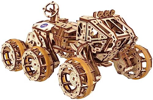 UGEARS Manned Mars Rover - Wooden Model Car Kit - 3D Wooden Models to Build for Adults - 3D Wooden Puzzle Set - All-Terrain 6x6 Drive Mars Rover UGEARS