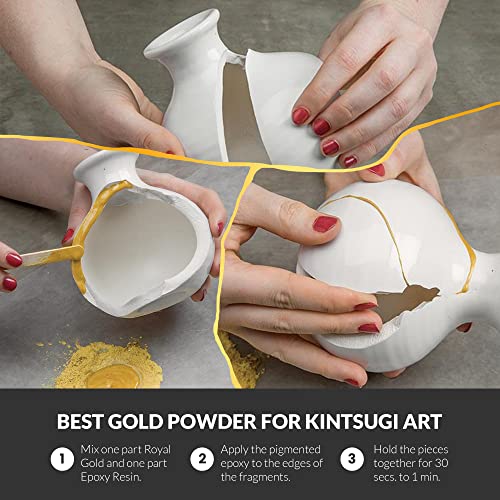 MEYSPRING Royal Gold Mica Powder for Epoxy Resin, Kintsugi Gold - Epoxy Resin Pigment - Resin Color for Kintsugi Repair Kit & Metallic Epoxy, Resin MEYSPRING