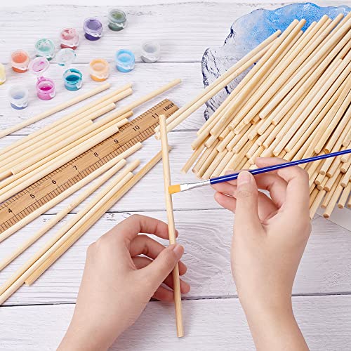 OLYCRAFT 100PCS 8×1/4 Inch Natural Wood Dowel Rods 7.87 Inch Long Bamboo Craft Sticks Round Unfinished Wood Sticks for Arts Crafts and DIY Projects OLYCRAFT