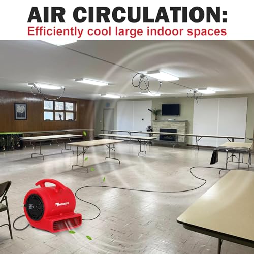 MOUNTO 1/4hp 1000CFM 2 Speed Air Mover Carpet Dryer Floor Fan Cooling Fan (Red) MOUNTO