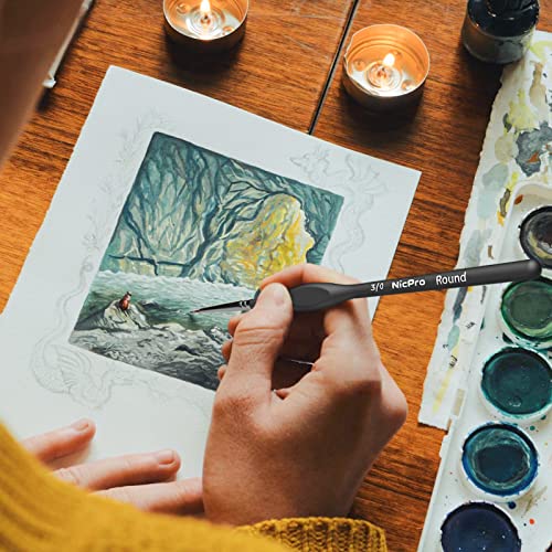 Nicpro 15 Pack Miniature Painting Set, Fine Detail Paint Brushes for Models, Acrylic Watercolor Oil, Ceramic, Shoe, Citadel, Art Figure Paint by Nicpro