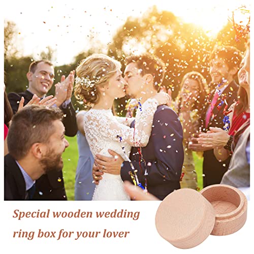FINGERINSPIRE 3pcs 2x1.6 Inch Mini Round Wooden Box Small Storage Wooden Box Wedding Ring Jewelry Boxes DIY Storage Trinket Bearer Container Case FINGERINSPIRE
