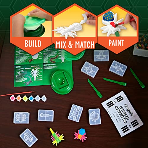 Crayola Glow in The Dark Critter Creator, Clay Bug Toy Kit for Kids, Fake Bug Molds, Includes Clay & Paint, Gift for Kids, Ages 7+ Crayola