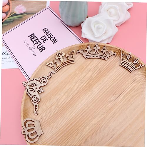 ABOOFAN 10 Pcs Natural Wood Slices Unfinished Natural Wood Slice Crown Pattern Slices Pendant Wooden Mix ABOOFAN