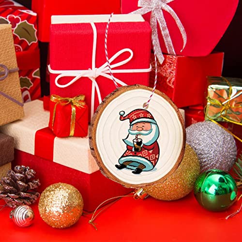 Natural Wood Slices 32 Pcs 2.75-3.14 Inches Unfinished Craft Wood kit Predrilled with Hole Wooden Circles Tree Slices for Arts and DIY Crafts MSDADA