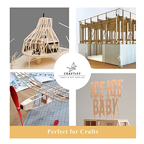 Balsa Wood Sticks 1/4 Inch Square Dowels Strips 12" Long - Pack of 30 by Craftiff Craftiff