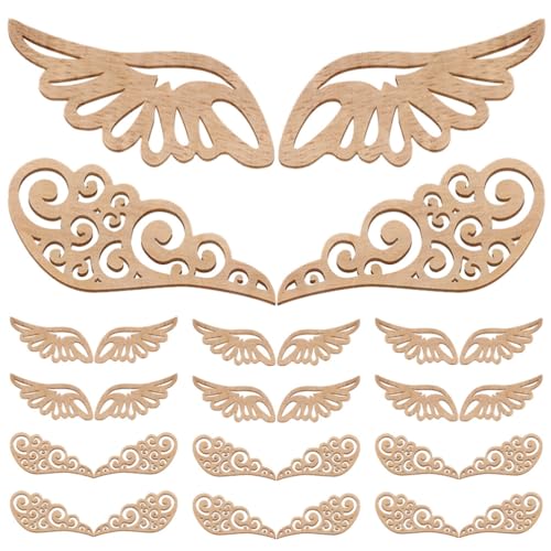10pcs Wooden Cutouts Wood Wing Slices Wings Hollow Out Wooden