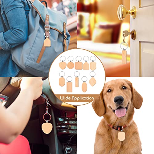 80 Pieces Wood Keychain Blanks Wooden Blank Keychains Unfinished Blanks Wood Keychains Key Tag Blank Wooden Key Chain Keyring Keychain Bulk Keychain Batiyeer