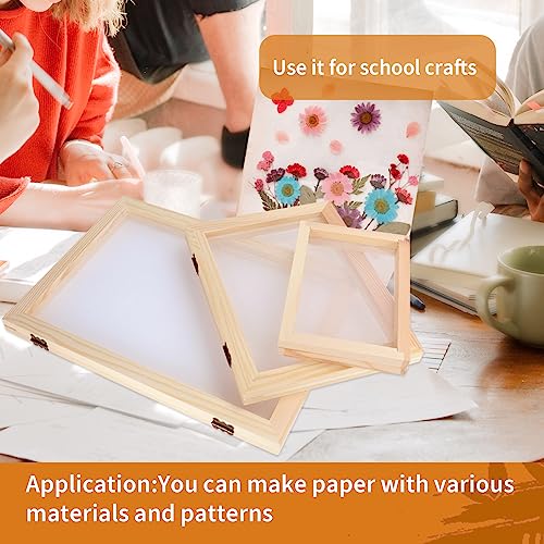 Fansunta 3 Pcs Paper Making Wooden Frame, Paper Making Mould Paper Making Screen, 3 Sizes Wooden Frame for DIY Paper Craft Making(5'' x 7'', 7.5'' x Fansunta