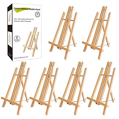 CONDA 6 Pack 16" Tabletop Display Easel, Portable A-Frame Tripod Display Easel for Painting Party & Displaying Canvases, Photos, Display Tripod conda
