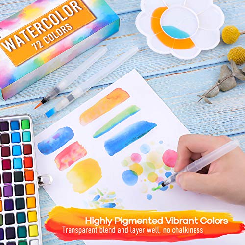 Dyvicl Watercolor Paper Pad and Watercolor Paint Set 72 Colors Dyvicl