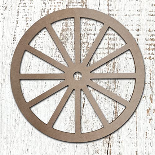 Wooden Wagon Wheel DIY Art & Craft Shape, Western Decor Craft Wagon Wheel, Unfinished Paintable MDF Cutout Build-A-Cross