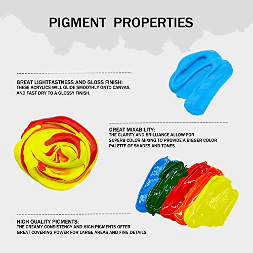 Artecho Acrylic Paint Set 48 Colors 2oz/59ml, Art Craft Paint for Art Supplies, Paint for Canvas, Rocks, Wood, Fabric and Ceramic, Non Toxic Paint Artecho