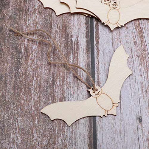 Holibanna Unfinished Wood Craft Pieces Halloween Bat Animal Hollow Cutouts Wooden Chips DIY Arts 20Pcs Holibanna