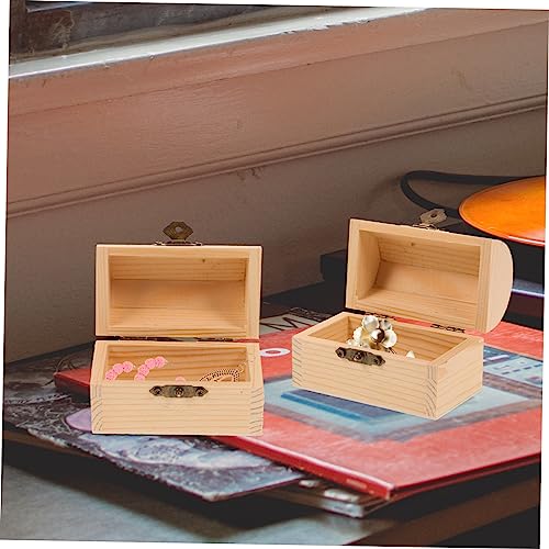 Yardenfun 2pcs Pirate Treasure Chest Wooden Box Locking Jewelry Box Pirate Jewelry Mini Unfinished Treasure Chest Kids Storage Organizer Vintage Yardenfun
