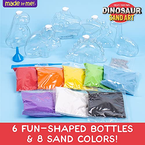 Made By Me Create Your Own Dinosaur Sand Art by Horizon Group USA, Includes 6 Dino-Themed Bottles with Caps, 8 Sand Colors, Glitter, Funnel & More, Made By Me