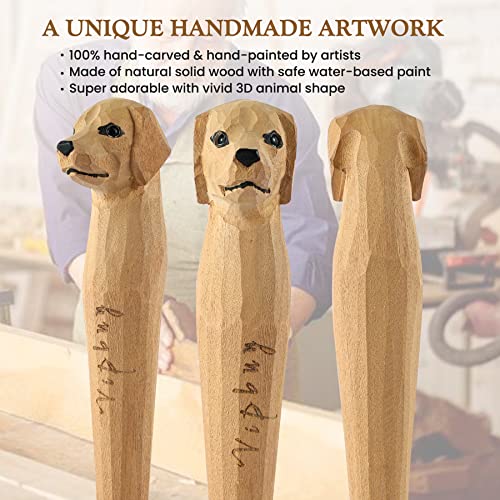 VIPbuy 2 Count 100% Handmade Wood Carved Gel Ink Pens -Novelty Refillable Writing Pens Office School Supplies Birthday Christmas Gift, Labrador VIPbuy
