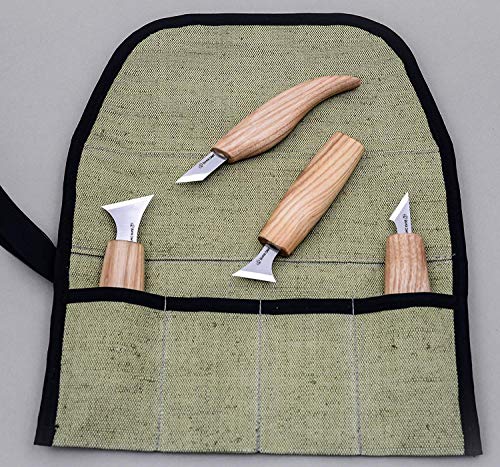 BeaverCraft TR4 Rolling Small Tool up Organizer Bag 4 Pockets Wrench roll up Pouch Gear roll up Tool Pouch for Knives and chisels Storage with 4 BeaverCraft