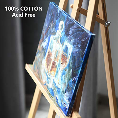 GOTIDEAL Stretched Canvas, Multi Pack 4x4", 5x7", 8x10",9x12", 11x14" Set of 10, Primed White - 100% Cotton Artist Canvas Boards for Painting, GOTIDEAL