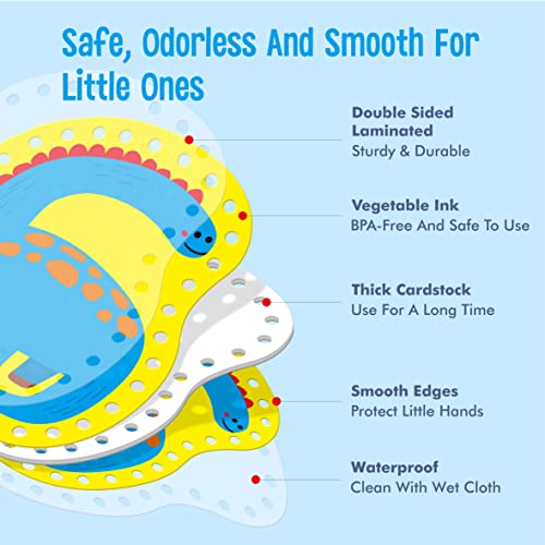 9 Pieces Kids Lacing Cards, Double Sided Sewing Cards in 9 Dinosaurs with 9 Colorful Laces, Imagination Development Lacing Toys Games for Children SpriteGru