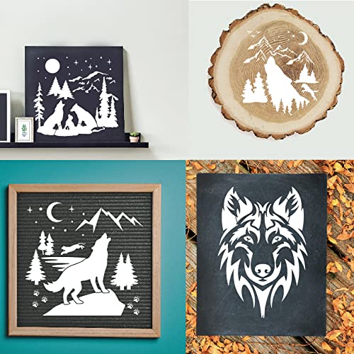 11 Pcs Deer Stencils Forest Mountain Tree Deer Head Stencils for Wood Burning Stencil Template Stencils for Painting on Wood Crafts Home Decors Huahui